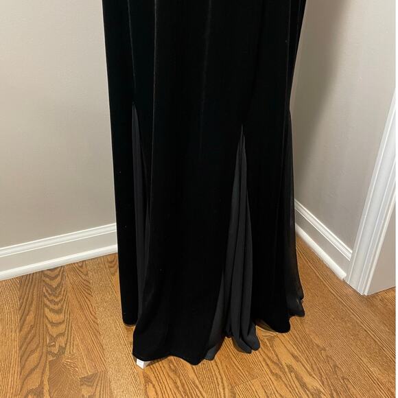 Vintage Sheri Martin Black Velvet Evening Gown Sz 16 Beading Godet Pleats Event - Picture 7 of 11